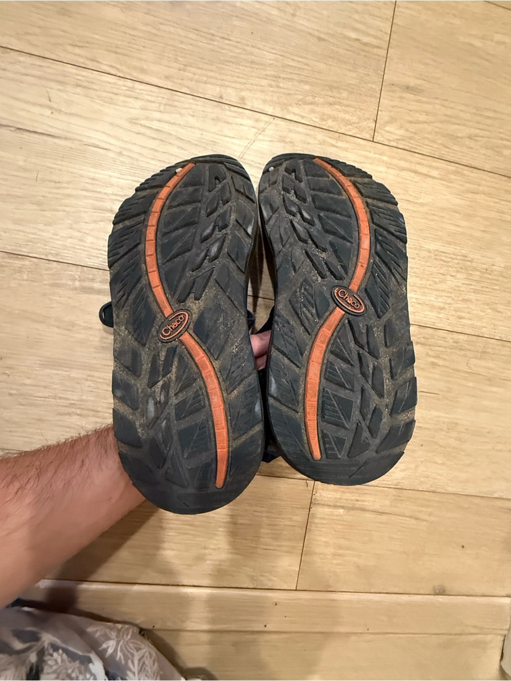 Chaco Sandals with Black Soles and Orange Stripe